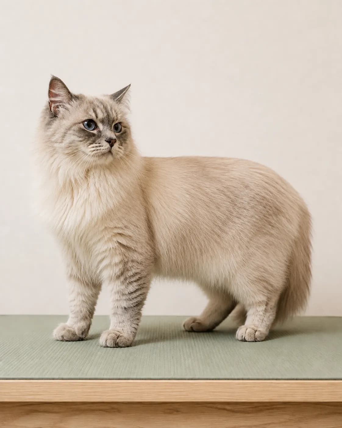 Кошка после вычёсывания колтунов, шерсть гладкая
